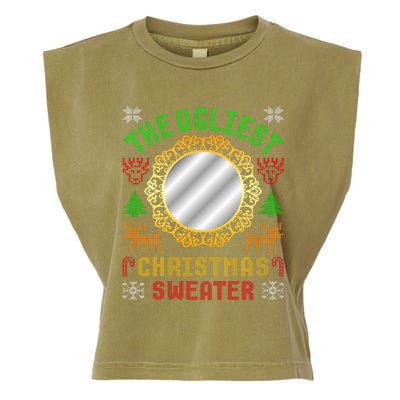 The Ugliest Ugly Christmas Sweater With Mirror Funny Xmas Garment-Dyed Women's Muscle Tee