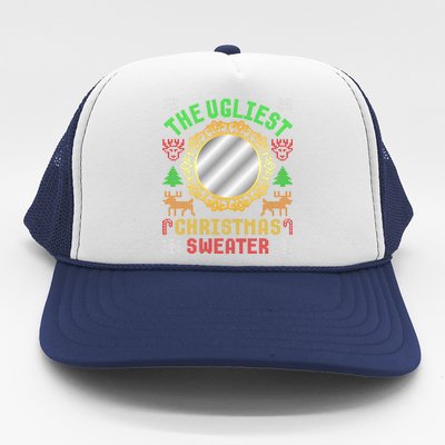 The Ugliest Ugly Christmas Sweater With Mirror Funny Xmas Trucker Hat