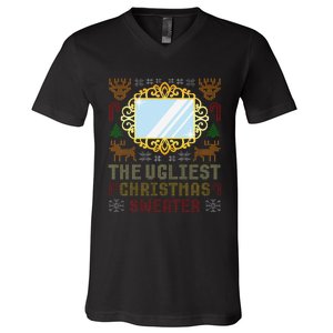 The Ugliest Ugly Christmas Sweater With Mirror Funny Xmas V-Neck T-Shirt