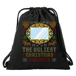 The Ugliest Ugly Christmas Sweater With Mirror Funny Xmas Drawstring Bag