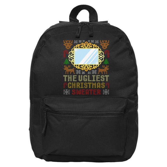 The Ugliest Ugly Christmas Sweater With Mirror Funny Xmas 16 in Basic Backpack