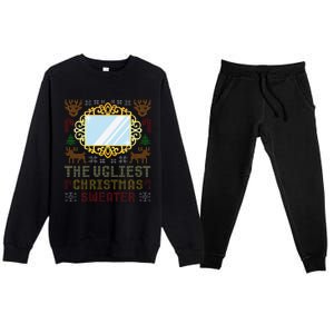 The Ugliest Ugly Christmas Sweater With Mirror Funny Xmas Premium Crewneck Sweatsuit Set