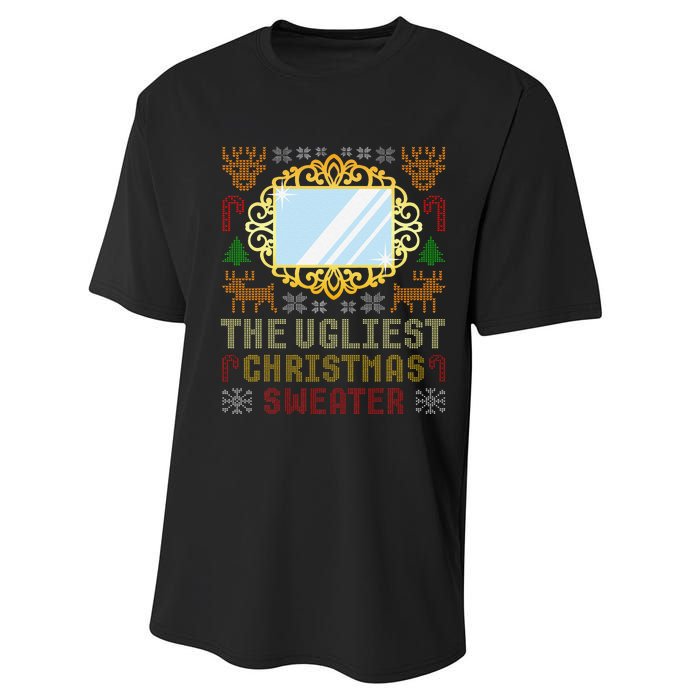 The Ugliest Ugly Christmas Sweater With Mirror Funny Xmas Performance Sprint T-Shirt