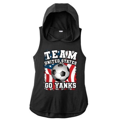 Team USA US Soccer 2022 World Cup Go Yanks American Flag Ball Ladies PosiCharge Tri-Blend Wicking Draft Hoodie Tank