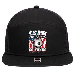 Team USA US Soccer 2022 World Cup Go Yanks American Flag Ball 7 Panel Mesh Trucker Snapback Hat