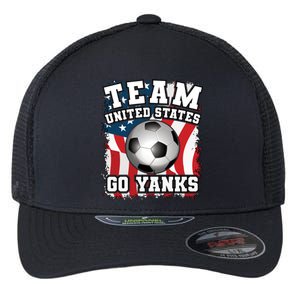 Team USA US Soccer 2022 World Cup Go Yanks American Flag Ball Flexfit Unipanel Trucker Cap