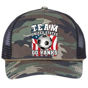 Team USA US Soccer 2022 World Cup Go Yanks American Flag Ball Retro Rope Trucker Hat Cap