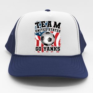 Team USA US Soccer 2022 World Cup Go Yanks American Flag Ball Trucker Hat