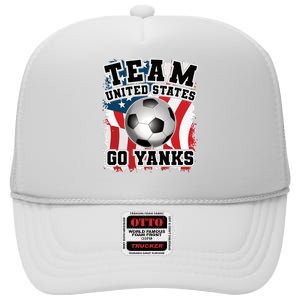 Team USA US Soccer 2022 World Cup Go Yanks American Flag Ball High Crown Mesh Back Trucker Hat