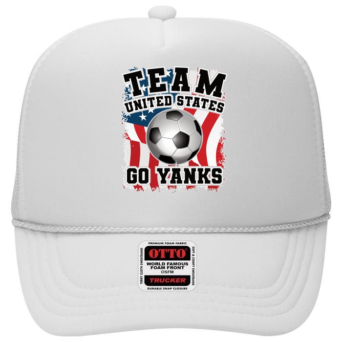 Team USA US Soccer 2022 World Cup Go Yanks American Flag Ball High Crown Mesh Back Trucker Hat