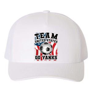 Team USA US Soccer 2022 World Cup Go Yanks American Flag Ball Yupoong Adult 5-Panel Trucker Hat