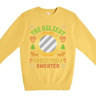 The Ugliest Ugly Christmas Sweater With Mirror Funny Xmas Premium Crewneck Sweatshirt