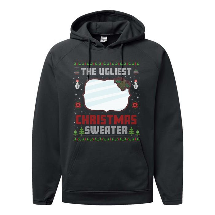 The Ugliest Ugly Christmas Sweater With Mirror Funny Xmas Performance Fleece Hoodie