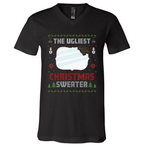 The Ugliest Ugly Christmas Sweater With Mirror Funny Xmas V-Neck T-Shirt