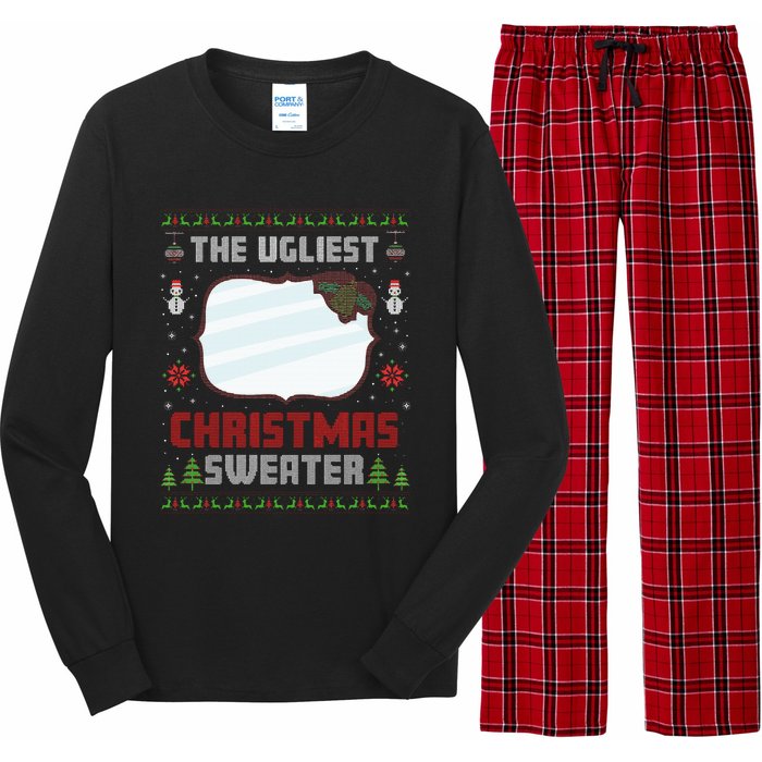 The Ugliest Ugly Christmas Sweater With Mirror Funny Xmas Long Sleeve Pajama Set