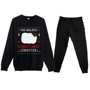 The Ugliest Ugly Christmas Sweater With Mirror Funny Xmas Premium Crewneck Sweatsuit Set