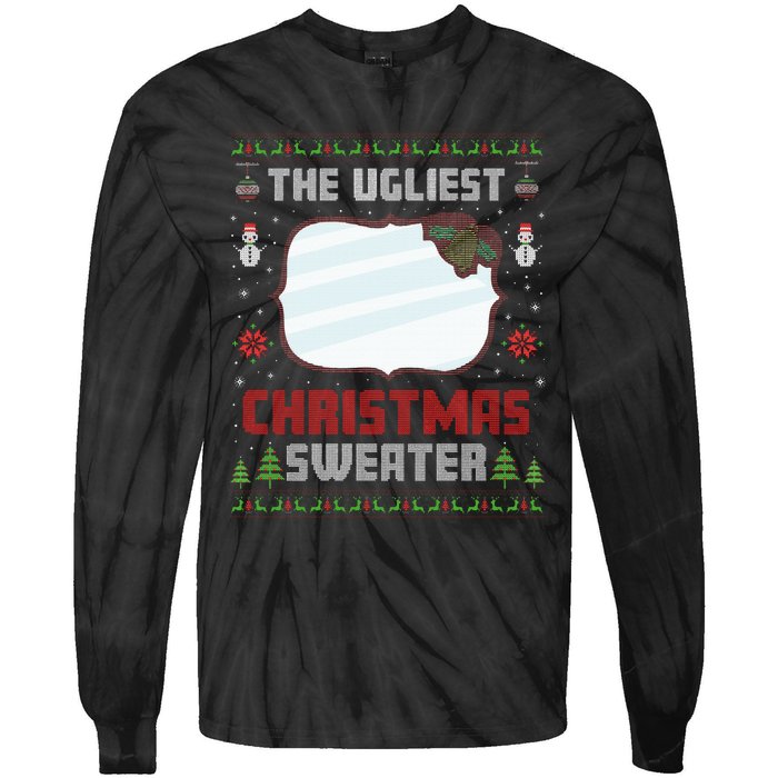 The Ugliest Ugly Christmas Sweater With Mirror Funny Xmas Tie-Dye Long Sleeve Shirt