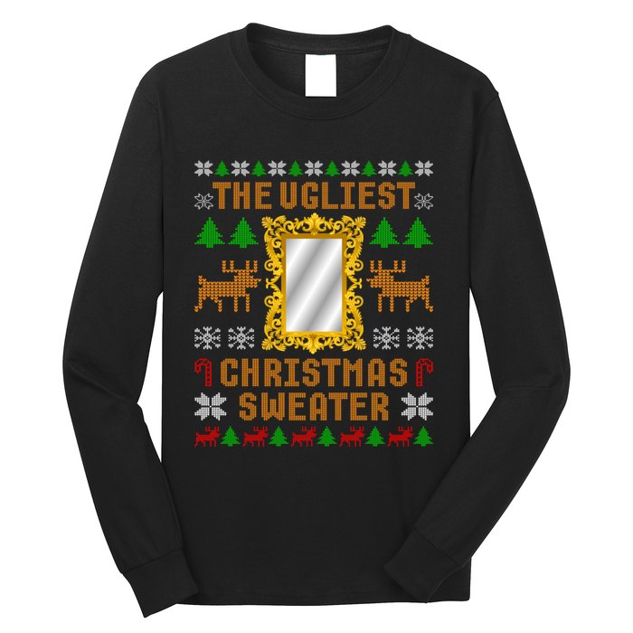 The Ugliest Ugly Christmas Sweater With Mirror Funny Xmas Long Sleeve Shirt