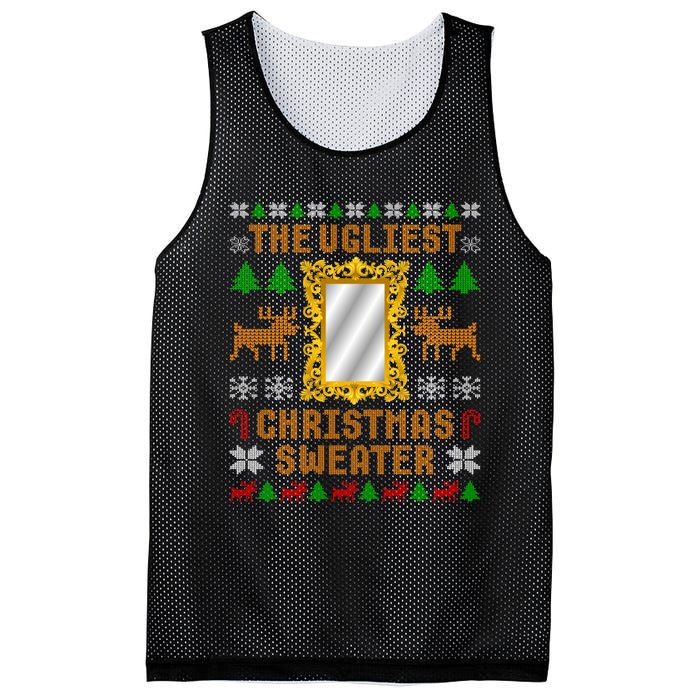 The Ugliest Ugly Christmas Sweater With Mirror Funny Xmas Mesh Reversible Basketball Jersey Tank