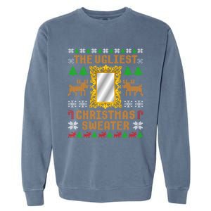 The Ugliest Ugly Christmas Sweater With Mirror Funny Xmas Garment-Dyed Sweatshirt