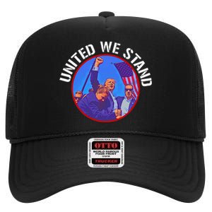 Trump United We Stand Trump Never Surrender High Crown Mesh Back Trucker Hat