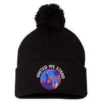 Trump United We Stand Trump Never Surrender Pom Pom 12in Knit Beanie