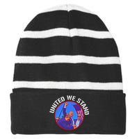 Trump United We Stand Trump Never Surrender Striped Beanie with Solid Band