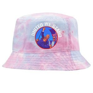 Trump United We Stand Trump Never Surrender Tie-Dyed Bucket Hat