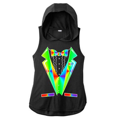 Tux Tuxedo With Pockets Rose Tie Dye Ladies PosiCharge Tri-Blend Wicking Draft Hoodie Tank