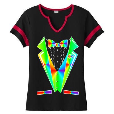 Tux Tuxedo With Pockets Rose Tie Dye Ladies Halftime Notch Neck Tee