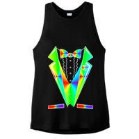 Tux Tuxedo With Pockets Rose Tie Dye Ladies PosiCharge Tri-Blend Wicking Tank