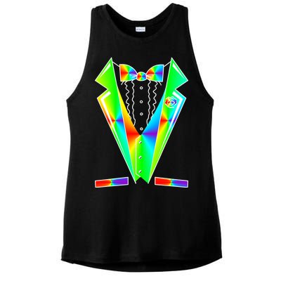 Tux Tuxedo With Pockets Rose Tie Dye Ladies PosiCharge Tri-Blend Wicking Tank