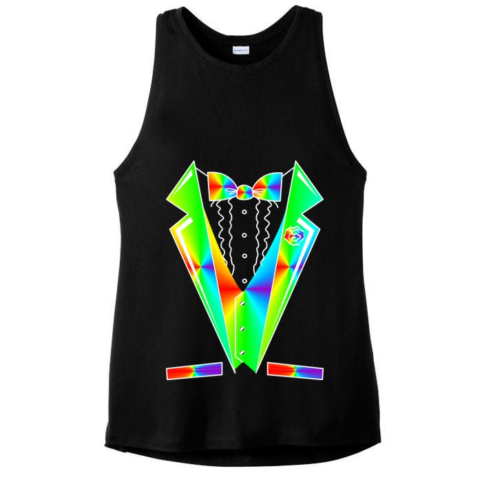 Tux Tuxedo With Pockets Rose Tie Dye Ladies PosiCharge Tri-Blend Wicking Tank