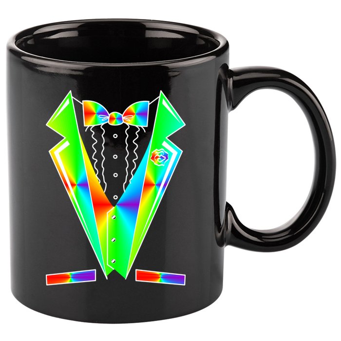 Tux Tuxedo With Pockets Rose Tie Dye 11oz C Handle Ceramic Mug
