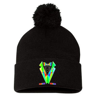 Tux Tuxedo With Pockets Rose Tie Dye Pom Pom 12in Knit Beanie
