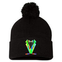 Tux Tuxedo With Pockets Rose Tie Dye Pom Pom 12in Knit Beanie