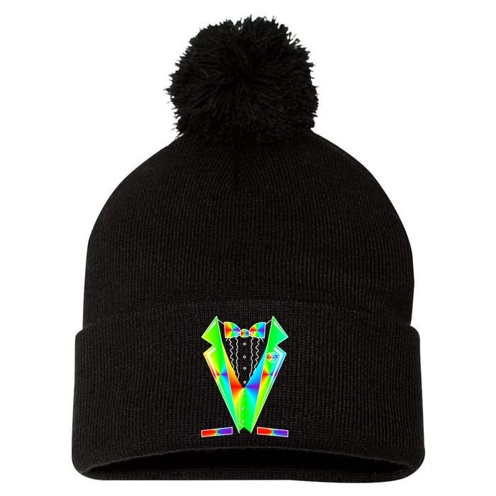 Tux Tuxedo With Pockets Rose Tie Dye Pom Pom 12in Knit Beanie
