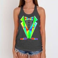 Tux Tuxedo With Pockets Rose Tie Dye Women's Knotted Racerback Tank