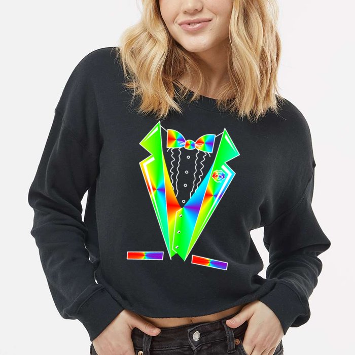 Tux Tuxedo With Pockets Rose Tie Dye Cropped Pullover Crew