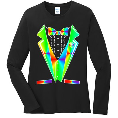 Tux Tuxedo With Pockets Rose Tie Dye Ladies Long Sleeve Shirt
