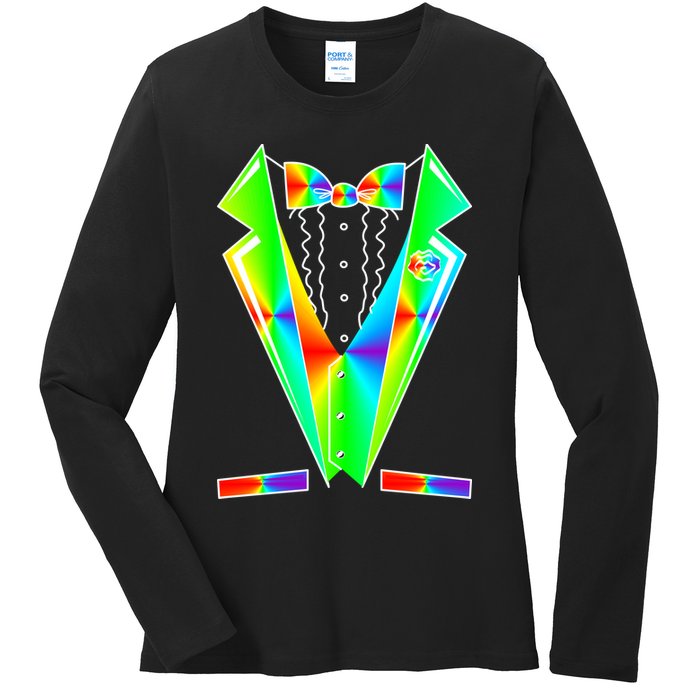 Tux Tuxedo With Pockets Rose Tie Dye Ladies Long Sleeve Shirt