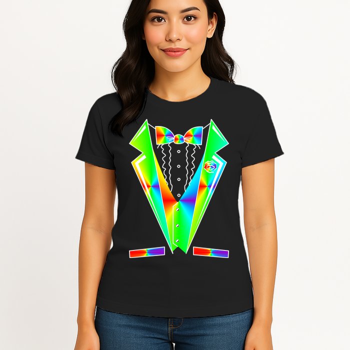 Tux Tuxedo With Pockets Rose Tie Dye Womens T-Shirt