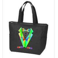 Tux Tuxedo With Pockets Rose Tie Dye Zip Tote Bag