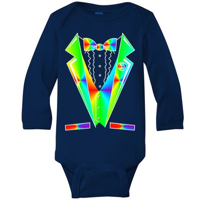 Tux Tuxedo With Pockets Rose Tie Dye Baby Long Sleeve Bodysuit