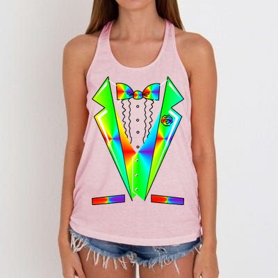 Tux Tuxedo With Pockets Rose Tie Dye Women's Knotted Racerback Tank