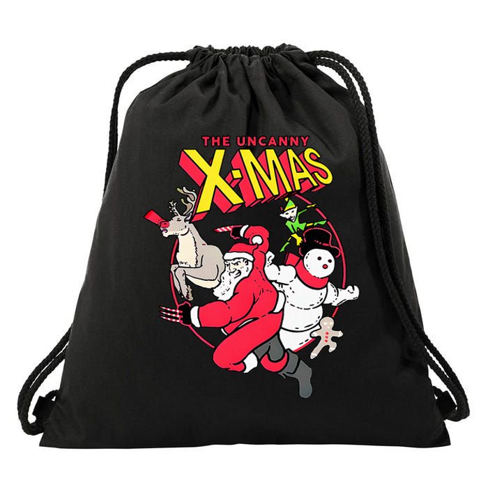 The Uncanny X Mas Funny Santa Funny Christmas Xmas Drawstring Bag