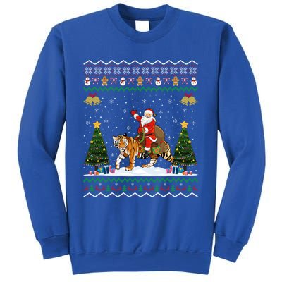 Tiger Ugly Xmas Gift Funny Santa Riding Tiger Christmas Gift Sweatshirt