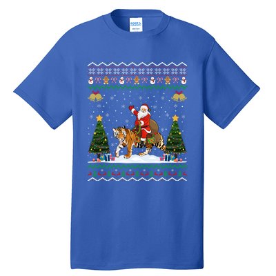 Tiger Ugly Xmas Gift Funny Santa Riding Tiger Christmas Gift Tall T-Shirt