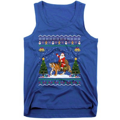 Tiger Ugly Xmas Gift Funny Santa Riding Tiger Christmas Gift Tank Top