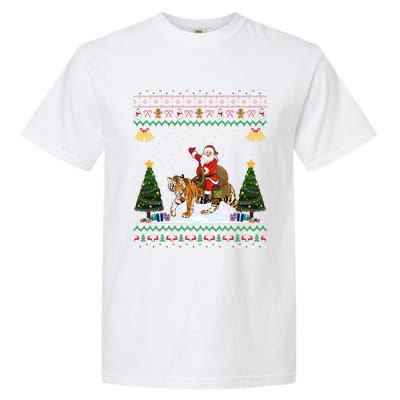 Tiger Ugly Xmas Gift Funny Santa Riding Tiger Christmas Gift Garment-Dyed Heavyweight T-Shirt